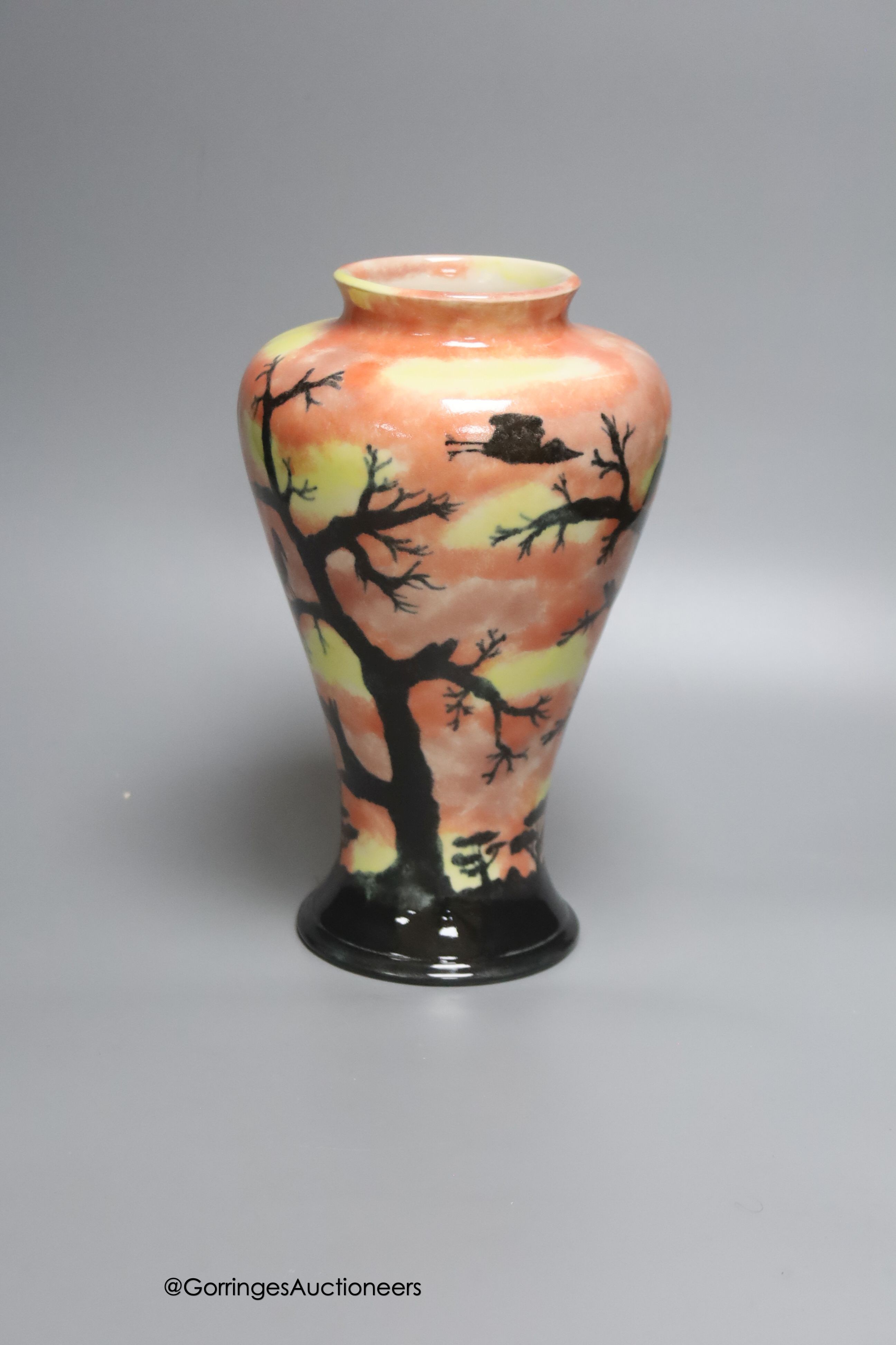 A Cobridge 'Pelicans at dusk' vase, height 26cm